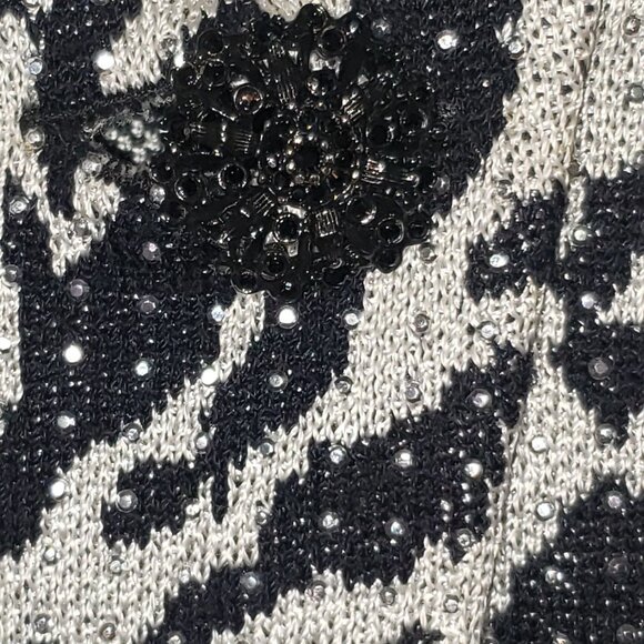 St John evening knit jacket black white rhinestones embellished blazer size 6 - Picture 7 of 16